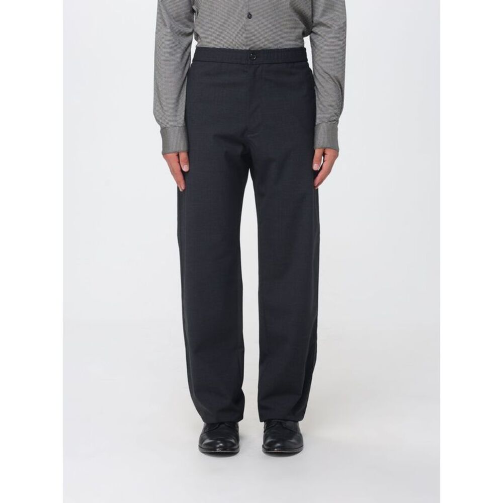 Slim Fit Wool Blend Emporio Armani Trousers With Slant Pockets